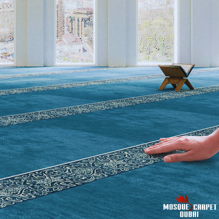 NOOR Sky Blue Elegant Mosque Carpet