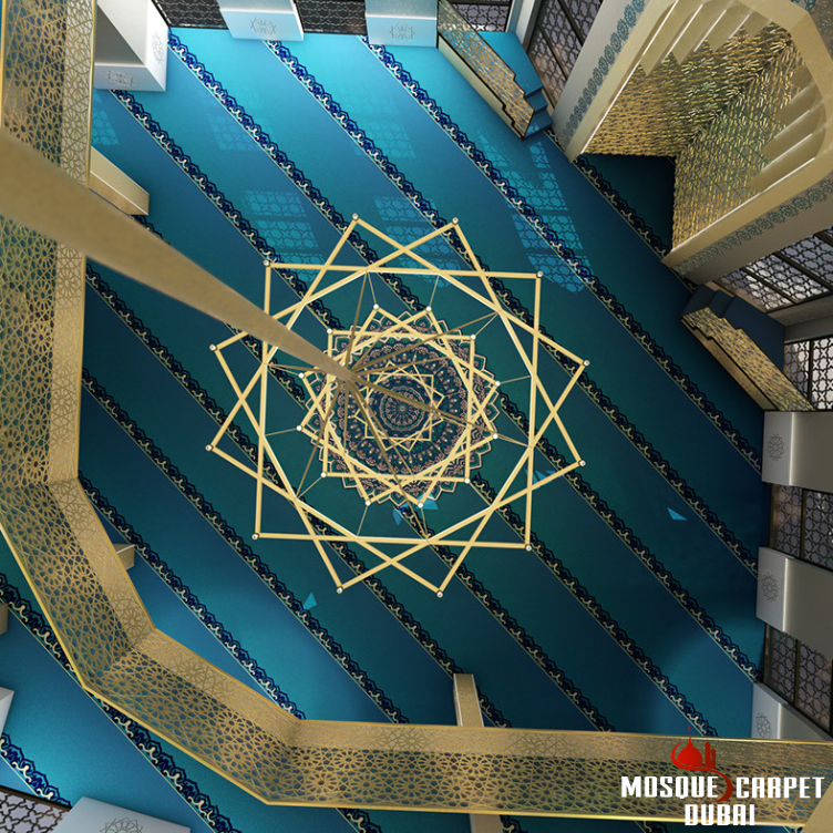 OMAR Sky Blue Mosque Carpet
